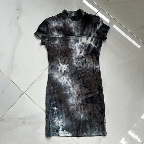 Streetwear Society | Tie-Dye Mini Dress | Size Small | Gray/Black/White - Picture 2 of 16